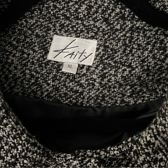 Kaity Grey Wool Blend Babydoll Coat with Velvet Buttons and Bow size XL - Picture 7 of 9